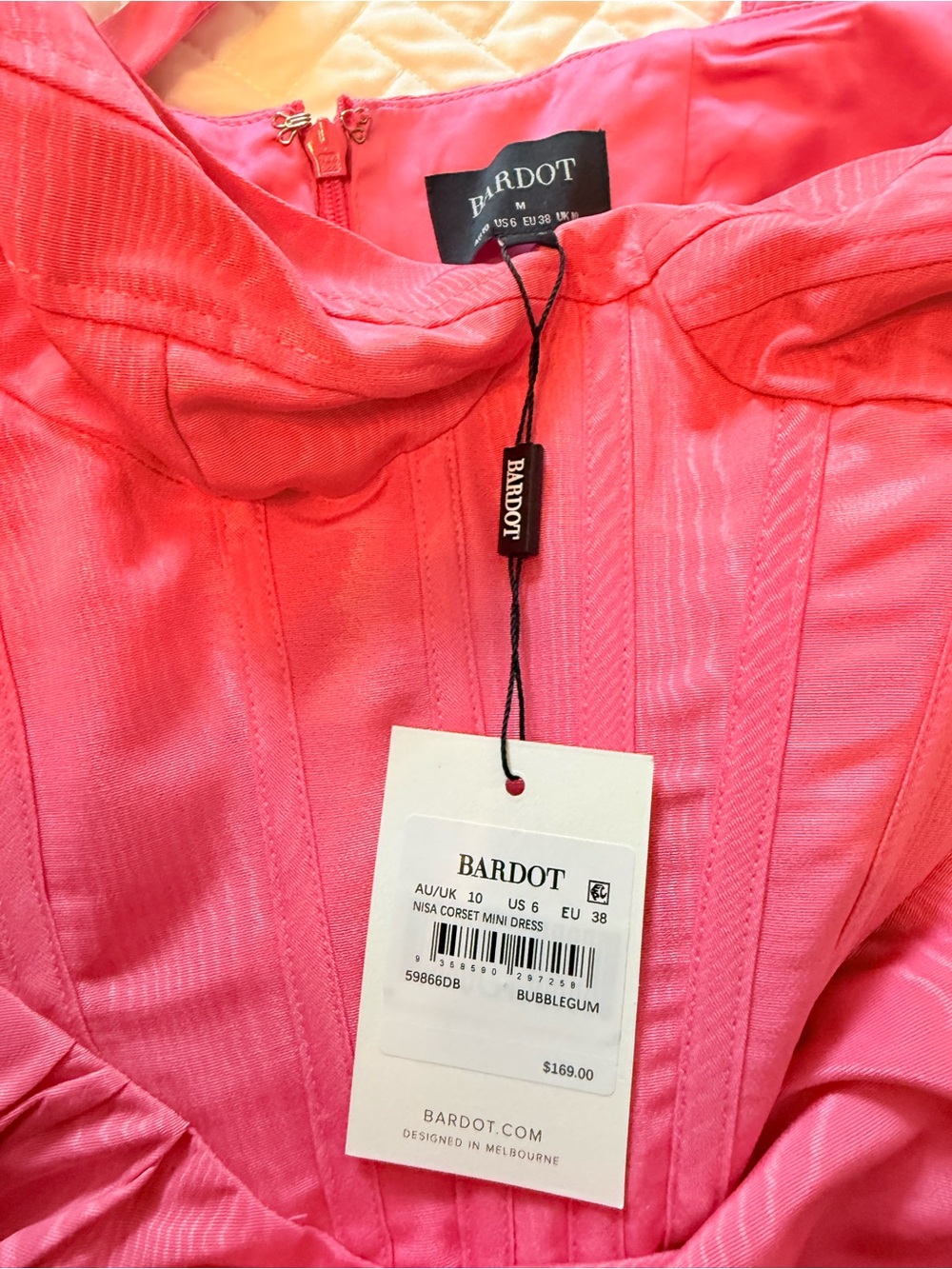 Bardot Hot Pink Corset Fit-&-Flare Mini Dress - Picture 5 of 6
